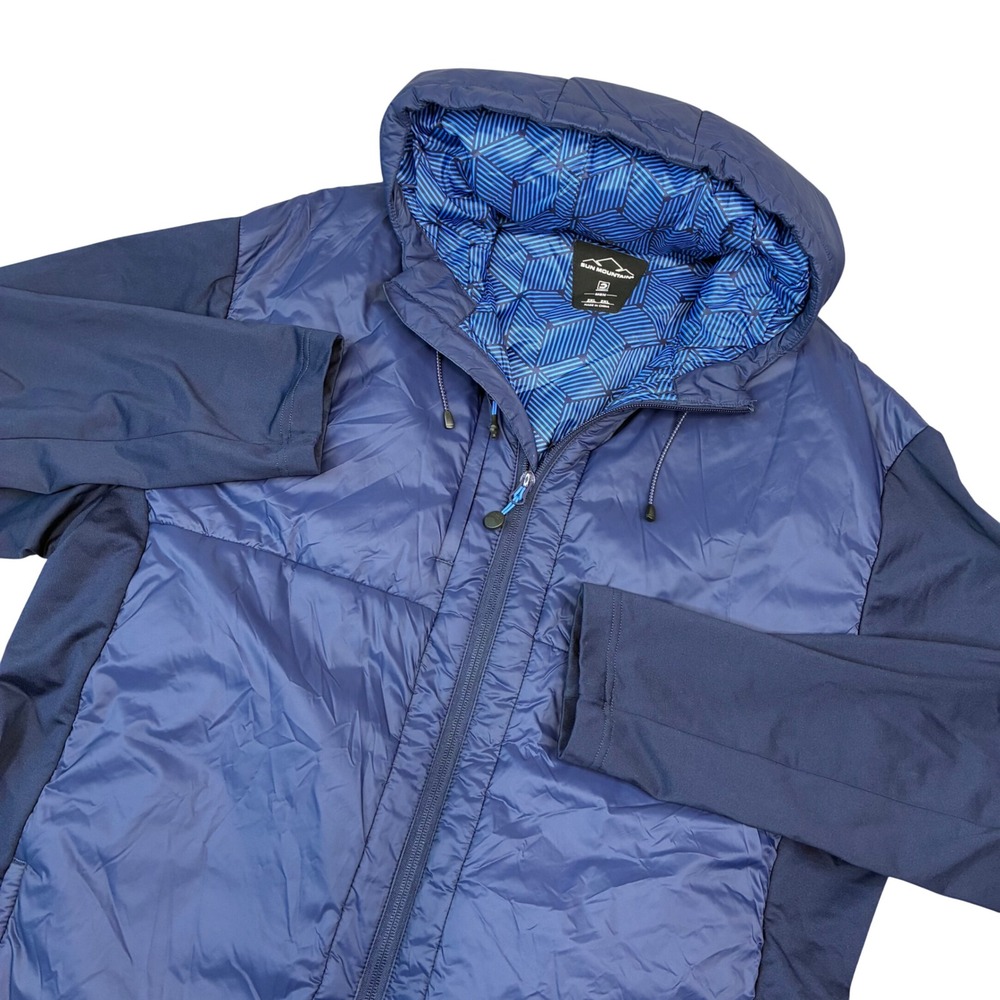 Sun Mountain Colter Jacket Mens 2XL Navy Blue Hybrid Quilted Hooded Windwear